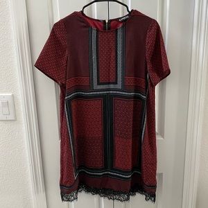 Red dress with black lace